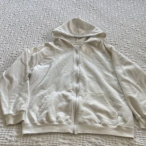 Cream Zip-Up Hoodie